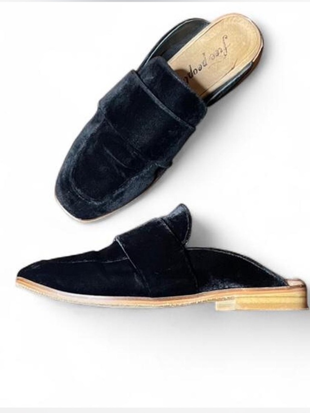 Free People At Ease Black Velvet Slip-On Mules -Sz. 36 EU / 5.5 US